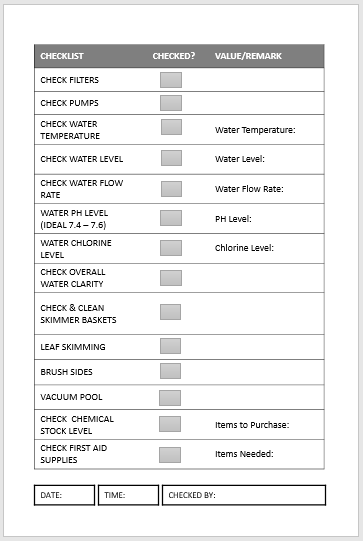 Pool Testing And Maintenance Book